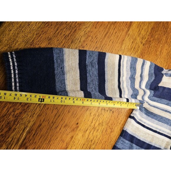 Heirloom Collectibles Sweater Full Zip Knight Ramie Cotton Size M Blue Stripe - Picture 10 of 10
